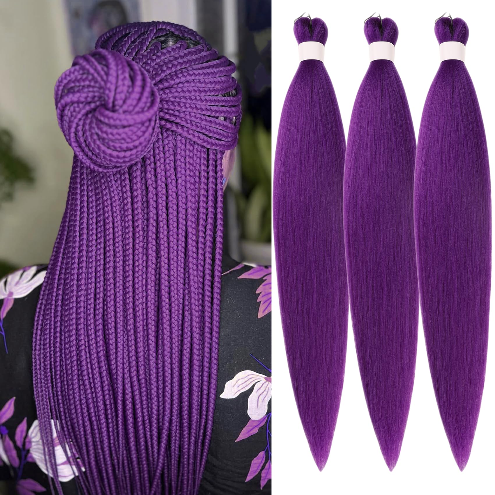 Amazon.com : Gozill Purple Pre Stretched Braiding Hair