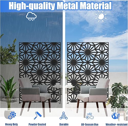 Miniatura 5 de Domi - Pantalla de privacidad de metal, paneles de pantalla de patio al aire libre, vallas decorativas, soporte divisor de espacio para habitación