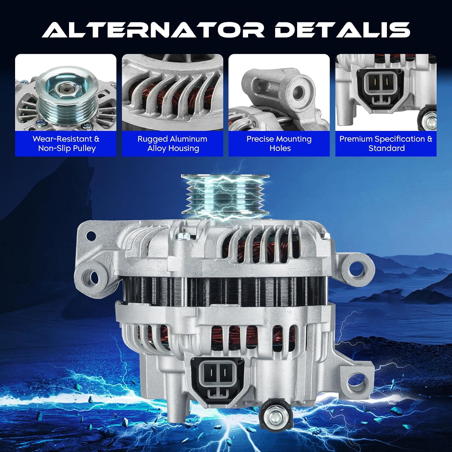 13996 New Alternators 2.3 2.3L for Mazda 6 2003-2005, 90Amp 12V, 6-Groove Pulley, Automotive Alternator Replaces 400-48048, LF18-18-300, LFY8-18-300R