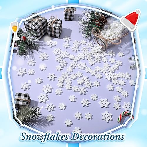 Miniatura 3 de Sawysine 150 piezas de mini copos de nieve para manualidades, copos de nieve de resina con purpurina, adornos de plástico pequeños de copo de nieve