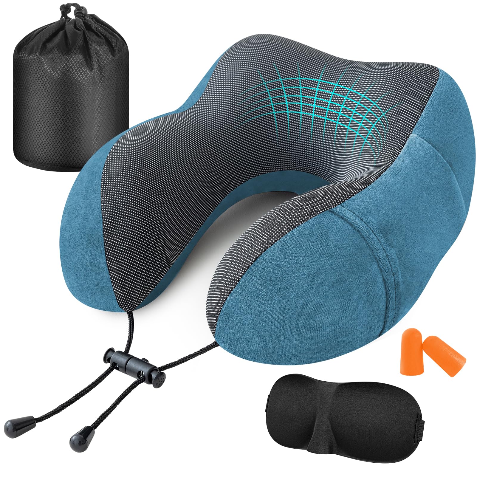 Jiancrate Travel Pillow for Airplane, Neck Pillow for Travel, Memory Foam Travel Neck Pillow for Adults, Soft & Lightweight Flight Pillow, Ergonomic Neck Cushion With Carry Bag