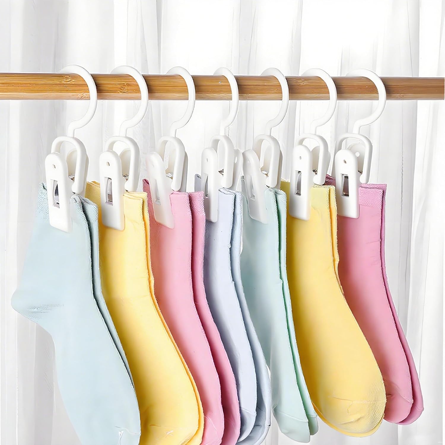 10PCS Laundry Hooks with Clips Super Strong Plastic Home Travel Hanger