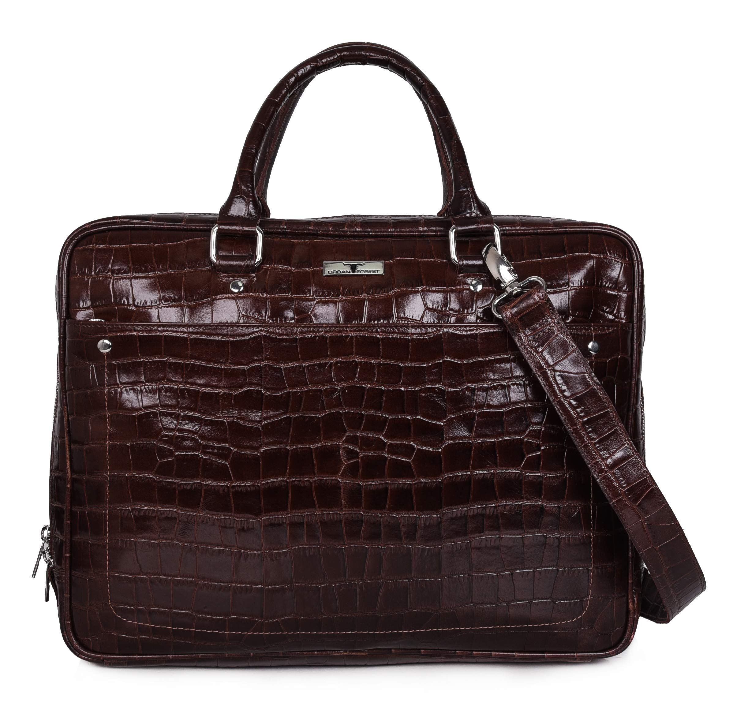 URBAN FOREST Zane Brown Printed Leather Messenger Bag for Men