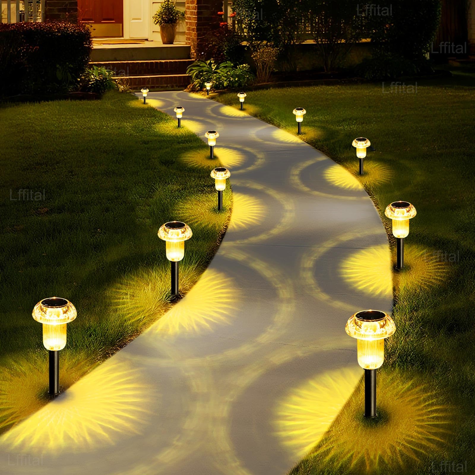 Solar Mushroom Lights Outdoor Waterproof Lighting for Garden Fence Frond Yard Driveway Walkway Pathway Patio Lawn Sidewalk Landscape (Warm White, 8 Pack)-image-1