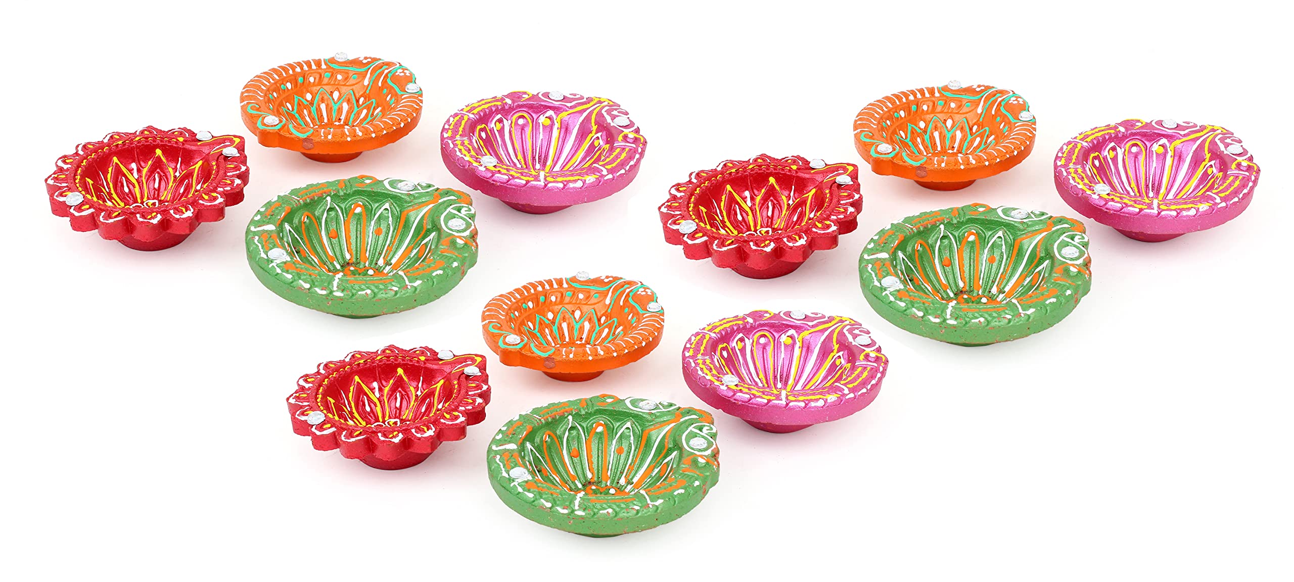 KSI 12 Pieces Eco Friendly Multicolor Diyas for Diwali or Navratri (Durga) Puja | Home or Office Decoration by Handmade Mitti ke Designer & Colorful Diyas which Represent Our Indian Culture (B08HWTF85R) Amazon Price History, Amazon Price Tracker