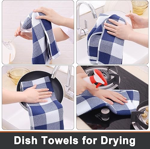 Miniatura 4 de Mordimy Toallas de cocina 100% algodón con tejido de gofre, 13 x 28 pulgadas, paños de cocina súper suaves y absorbentes para secar platos, paquete