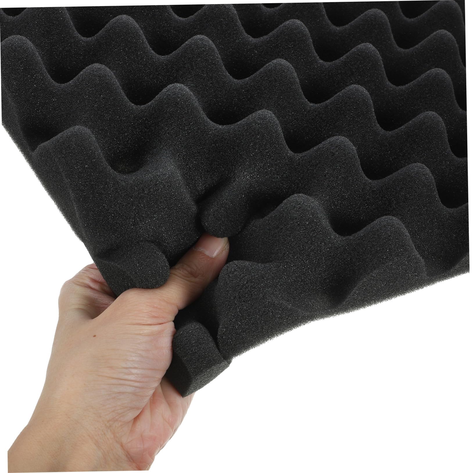 iplusmile Panneaux Acoustiques Carrés Mousse Insonorisante Autocollante 30x30x5cm 12pcs pour Isolation Phonique Mur et Plafond en Coton Insonorisant Noir