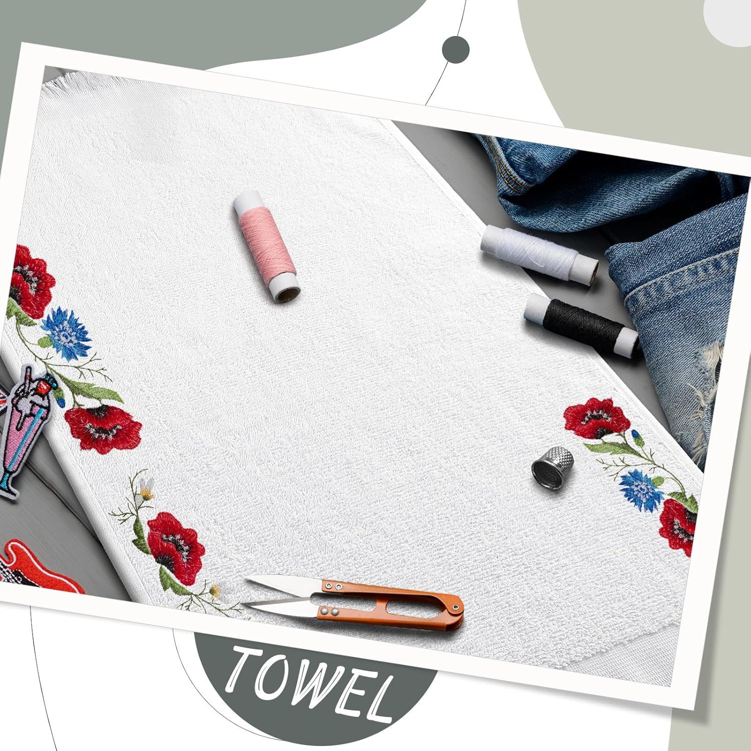 24 Pcs Fingertip Towels Bulk 12.6 x 17.7 Inches Cotton Boho Fringed White Reversible Hand Towels Absorbent Soft for Bathroom Powder Room Church DIY Embroidery Sewing