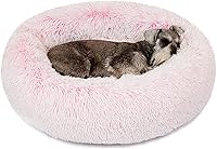 Vista 14 de Friends Forever Serena Donut - Cama ortopédica de espuma viscoelástica para perro, sofá ovalado de piel sintética suave para gato de interior, felpa