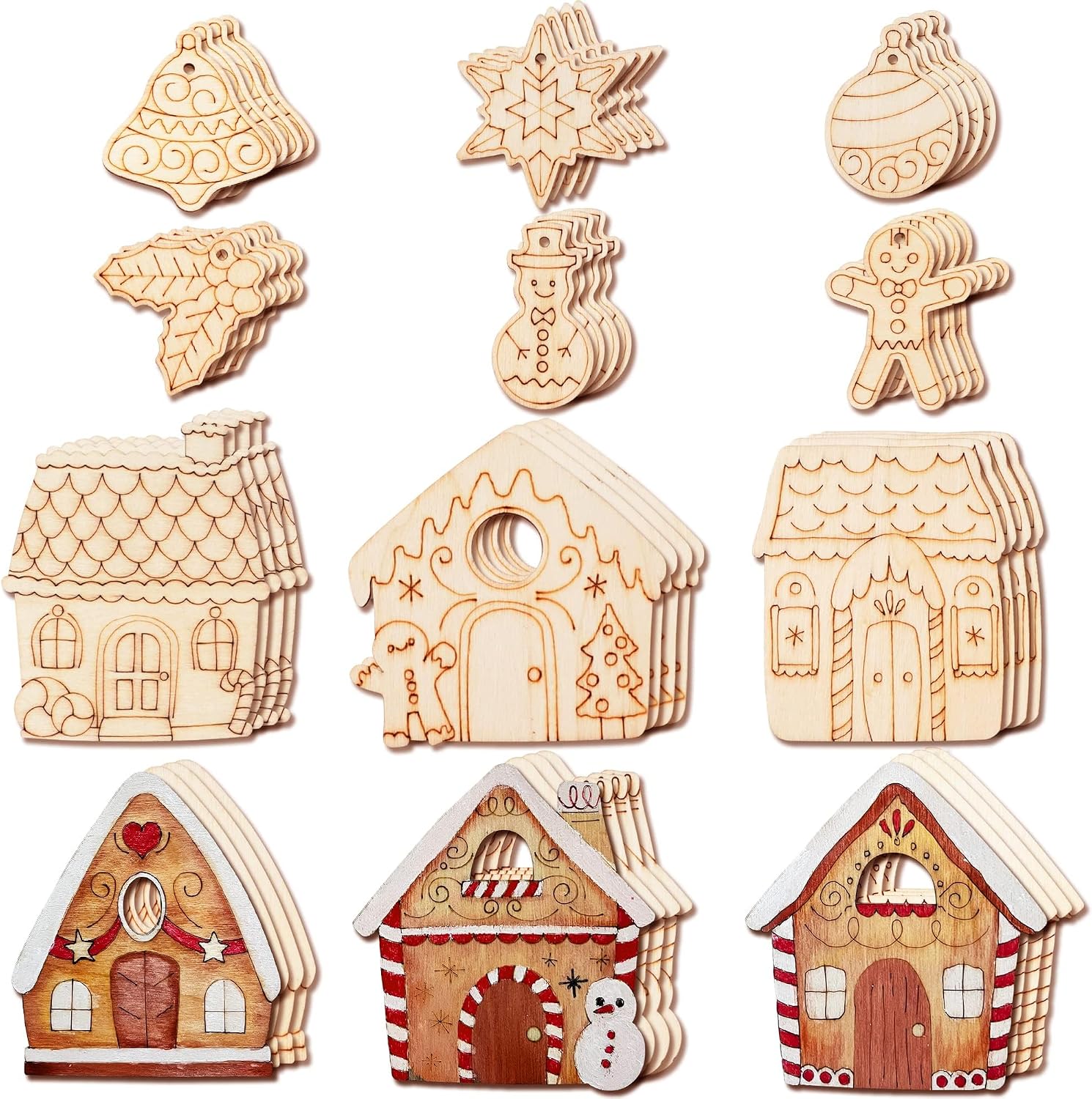 48Pcs Wooden Fairy Door & Window Unpainted Miniature DIY Craft Kit
