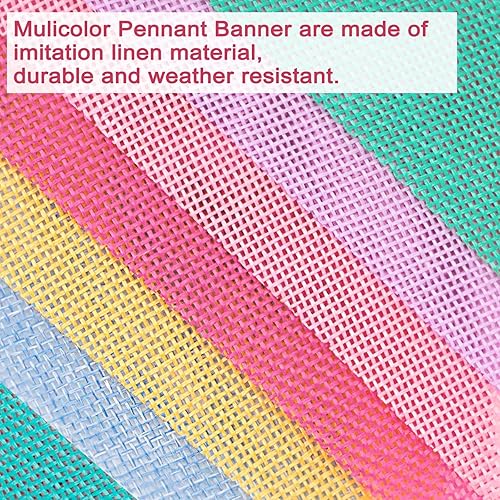 Miniatura 3 de Banderines reutilizables de 48 piezas de banderines multicolores de arpillera triángulo arco iris, banderines para exteriores, jardín, aula,