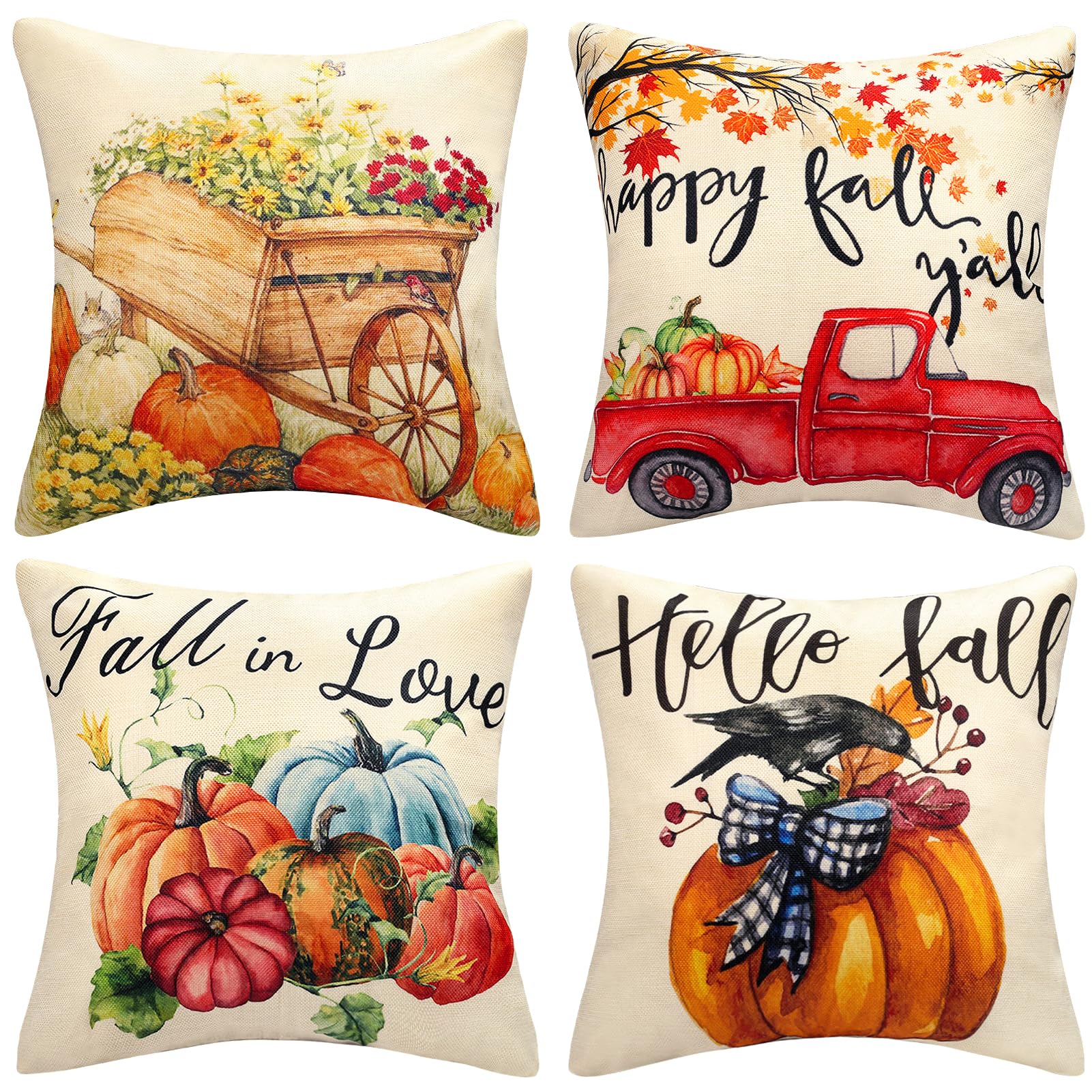 Kürbis-Hexen Kissenbezug 40x40 Cm - Herbstdeko Mit Unsichtbarem Reißverschluss