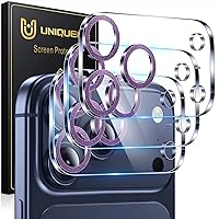 Vista 31 de UniqueMe para Paquete de 3 Protectores de Lente de Cámara para iPhone 15 Pro/iPhone 15 Pro Max, [Protección contra Caídas] [Compatible con Fundas]