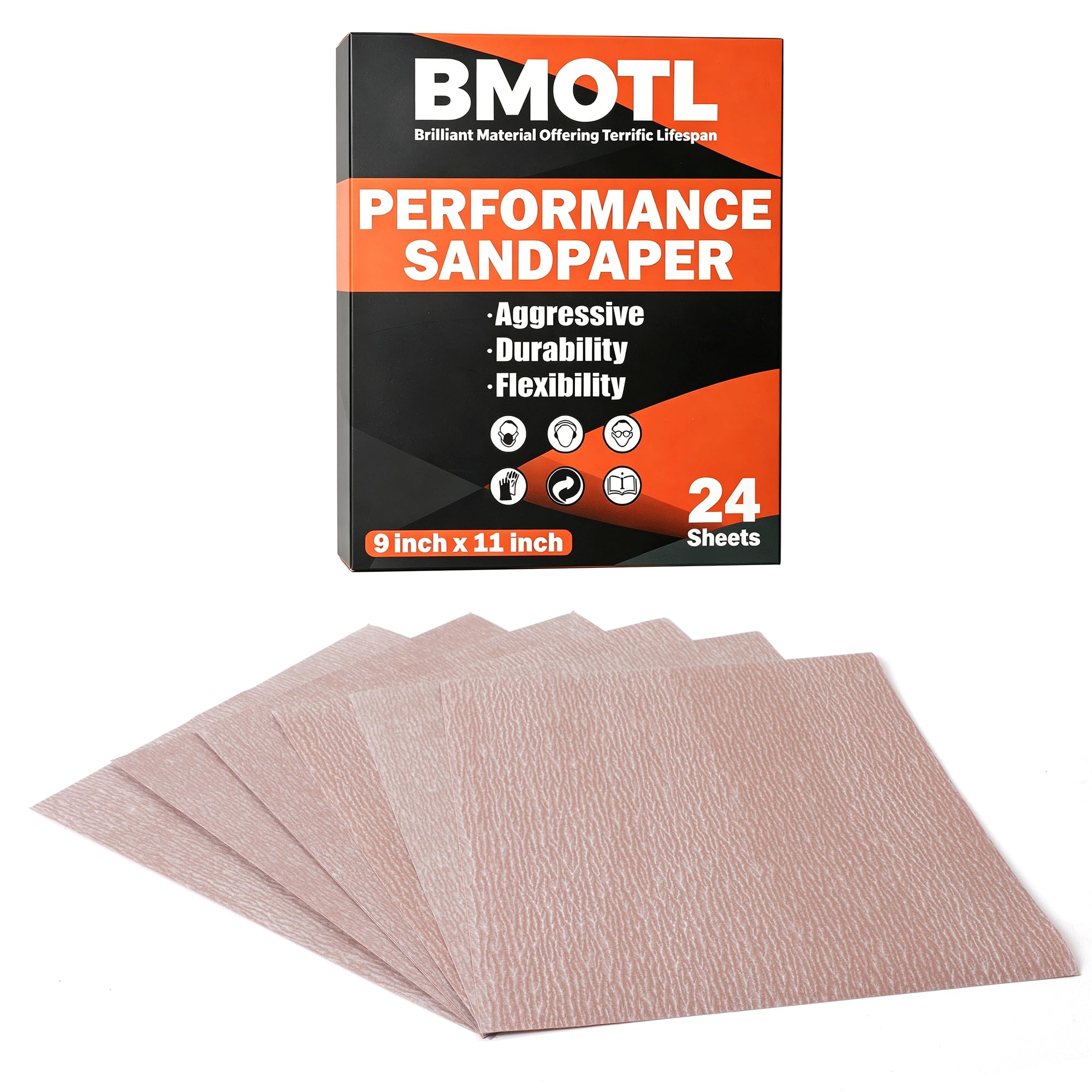 Aluminum Oxide Sandpaper Sheets - 24 Pack -1