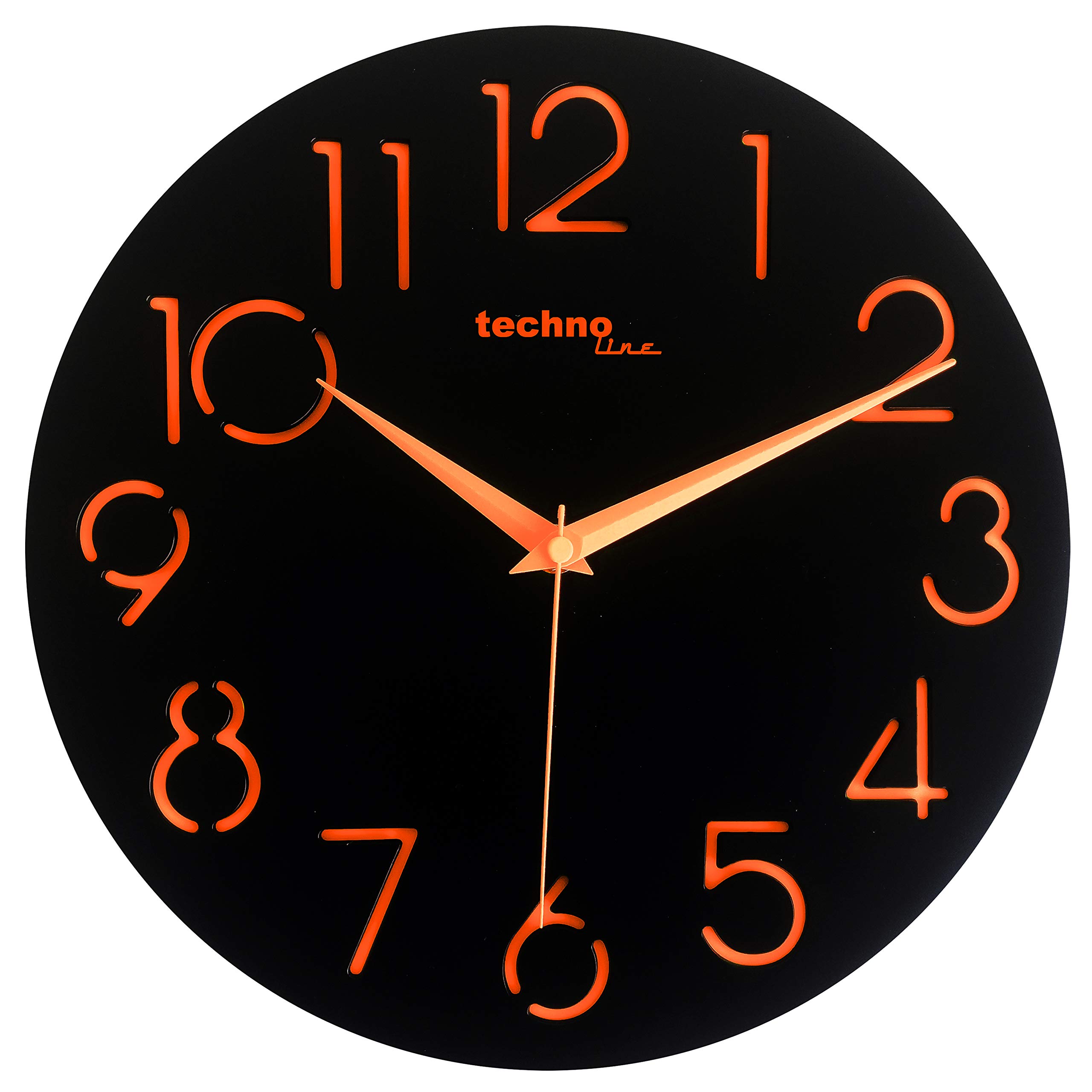 Horloge murale Technoline WT 7230 grand cadran contrasté orange et noir