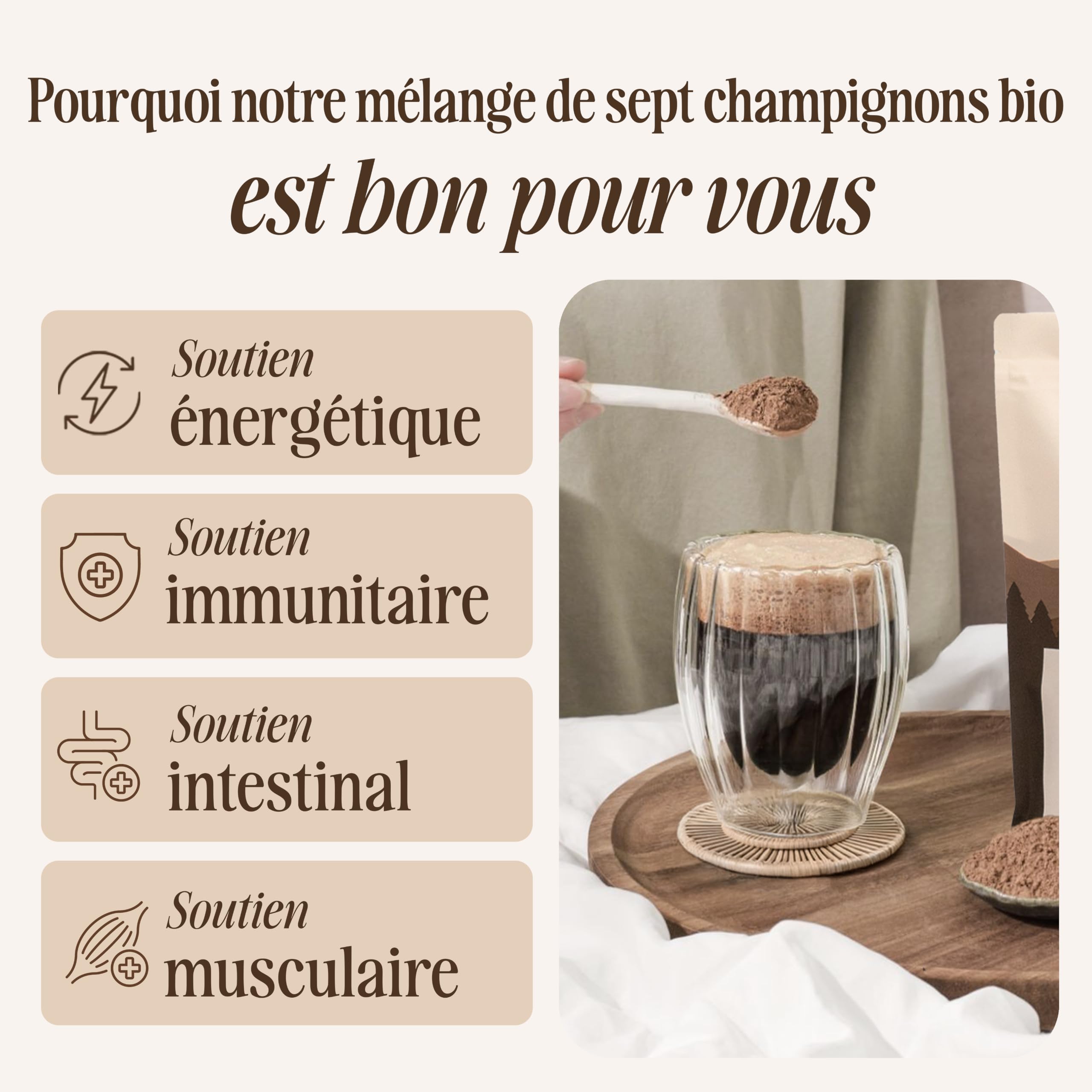 Sevenhills Wholefoods Poudre De 7 Champignons Mélange Bio 500g, Lions Mane (Crinière de Lion Hericium), Reishi, Chaga, Shiitake, Maitaké, Cordyceps, Tremella