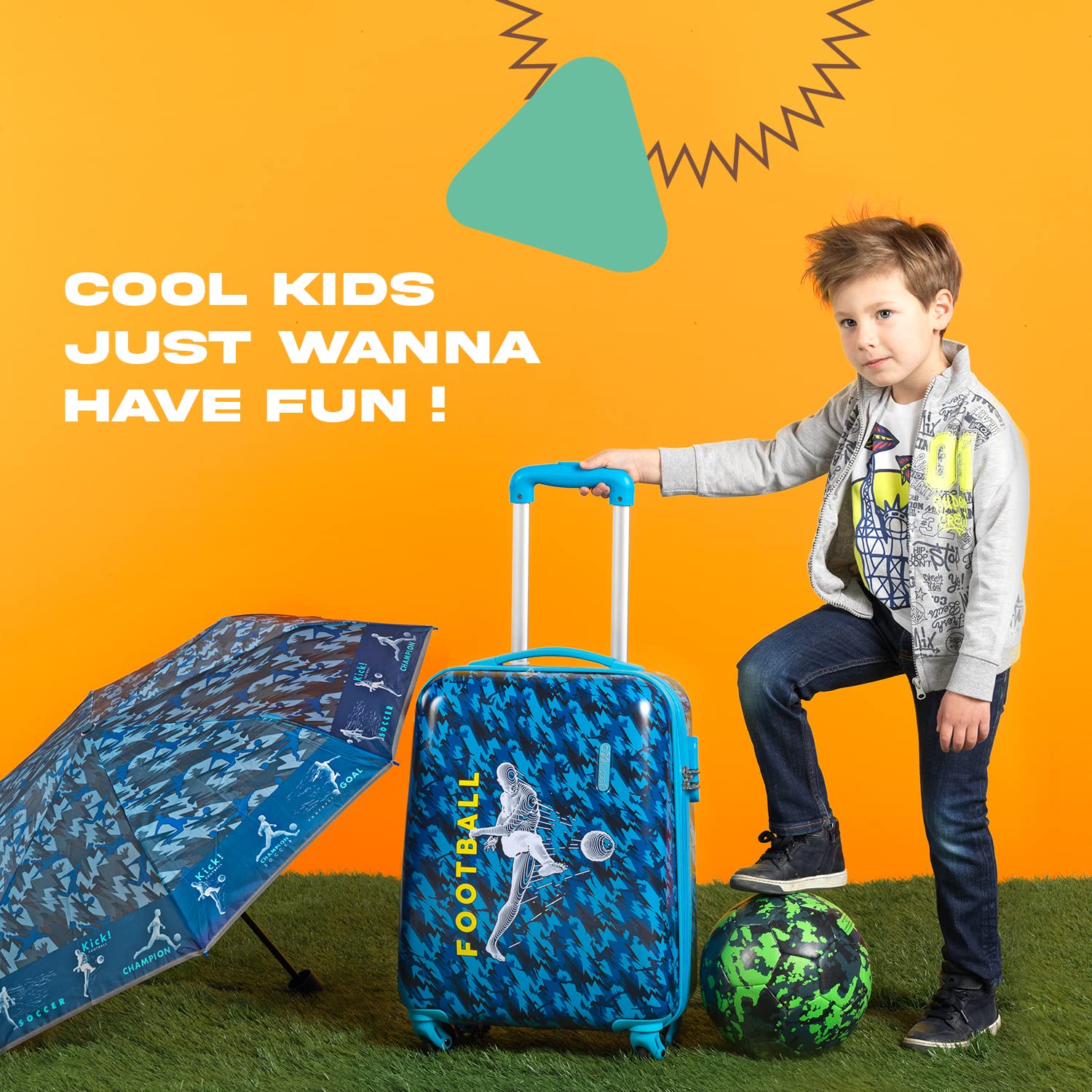 PERLETTI Valigia Rigida per Bambini - Trolley Cool Kids in ABS - Bagaglio Bimbo e Bimba con Lucchetto a Combinazione - Manico telescopico in alluminio e 4 ruote - 51x35x20 cm