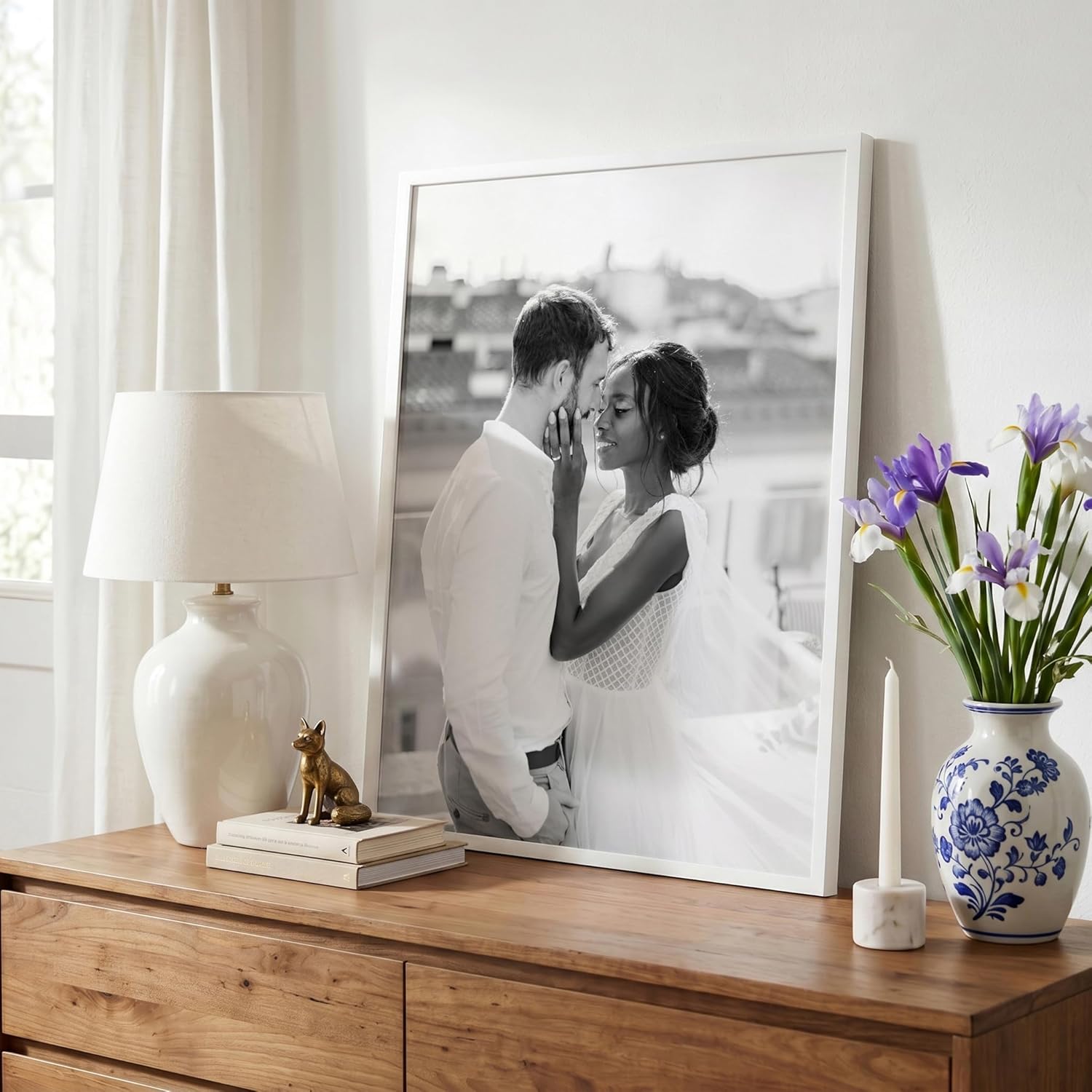 Americanflat 18x24 Poster Frame with Polished Plexiglass - Streamline Collection - Thin Border Picture Frame for Wall Display - Hanging Hardware Included - White