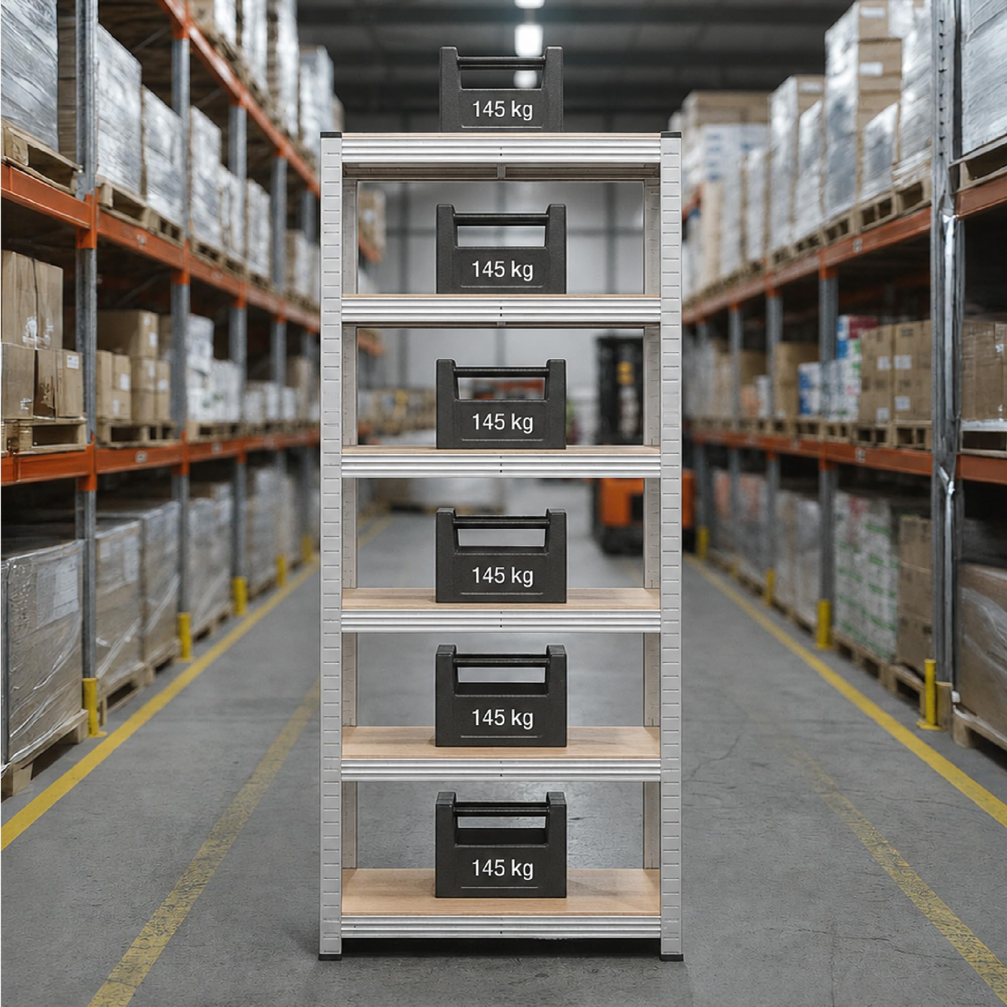 IlGruppone Set 2 Scaffali Metallici Modulari 180x90x40 cm 6 Ripiani in MDF Portata 875 kg Totali Montaggio ad Incastro Scaffalatura Garage Cantina Magazzino Officina Grigio