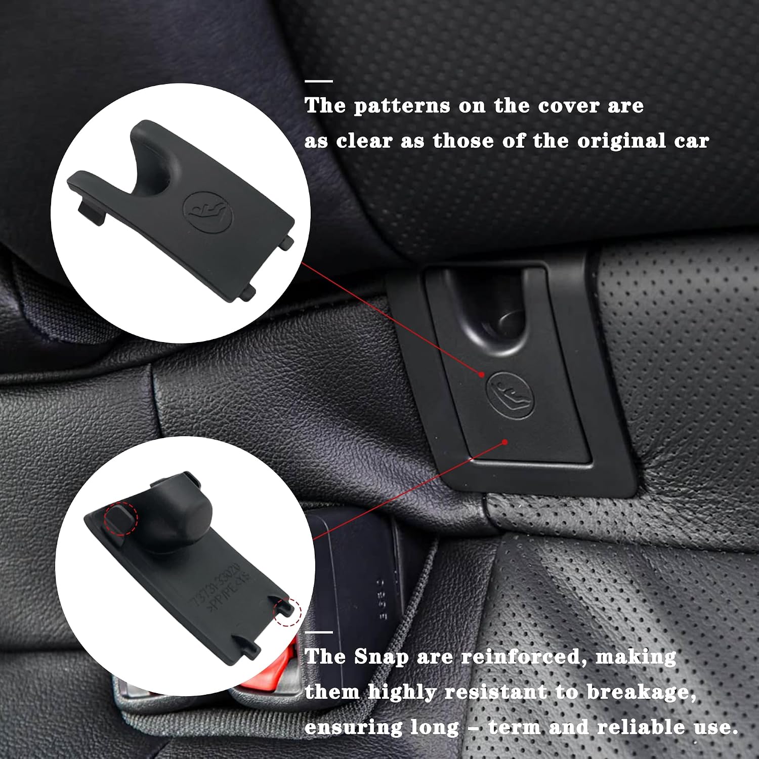 for Toyota Camry Child Seat Anchor Cover, ISOFIX Rear Row Child Seat Safety Belt Hook Buckle Cover Replacement for Toyota Camry Avalon 7371706250C0 1pc (Black, only 1pc Cover)