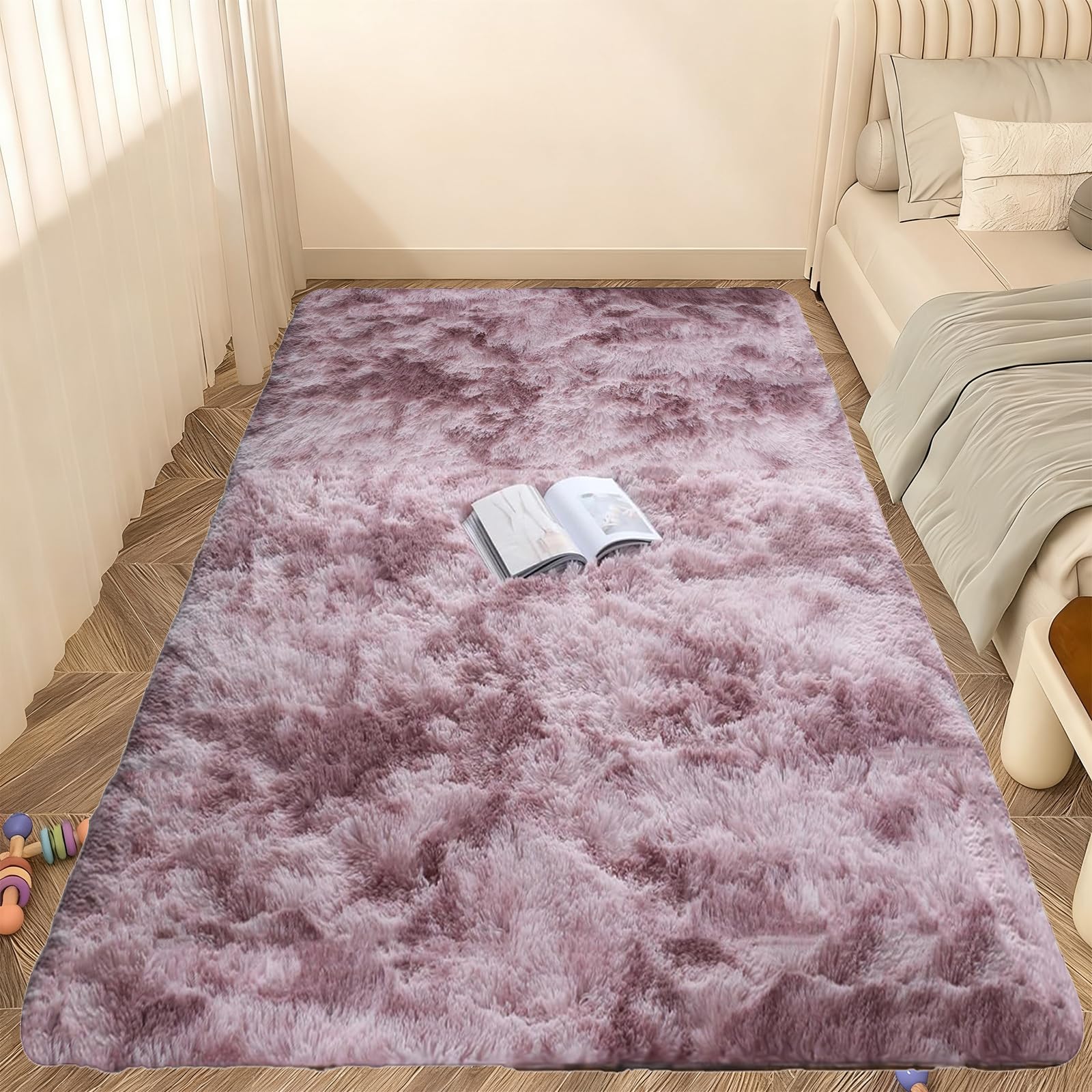 Tapis Moelleux 65x380 cm Tapis Moderne Pelucheux Non Dérapant