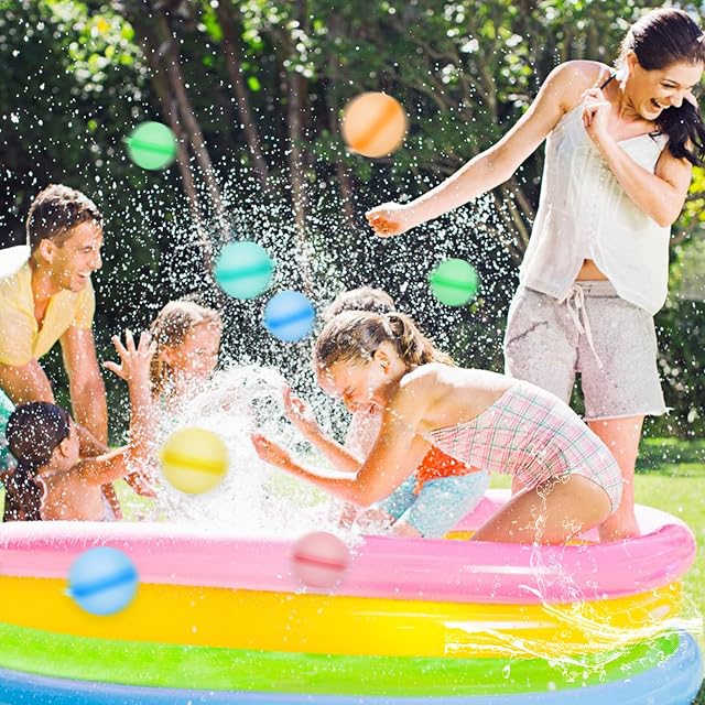Foto 6 de 6 de ZZQVIP Globos de Agua Reutilizables 36 Piezas, Bolas de Agua de Silicona 5 cm con Clip, Juegos Piscina Niños