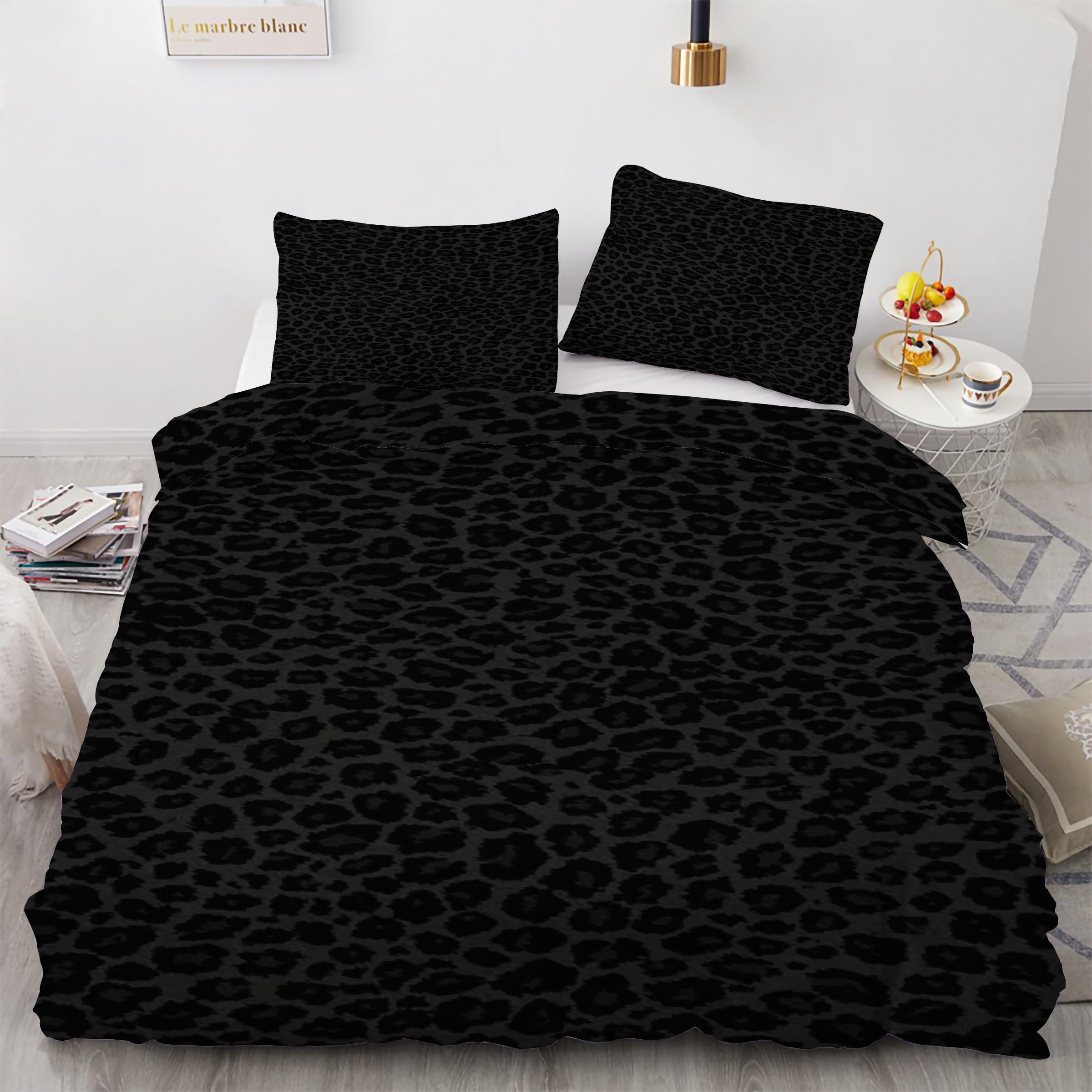 Housse de couette imprimé léopard 90x190 cm en microfibre avec zip