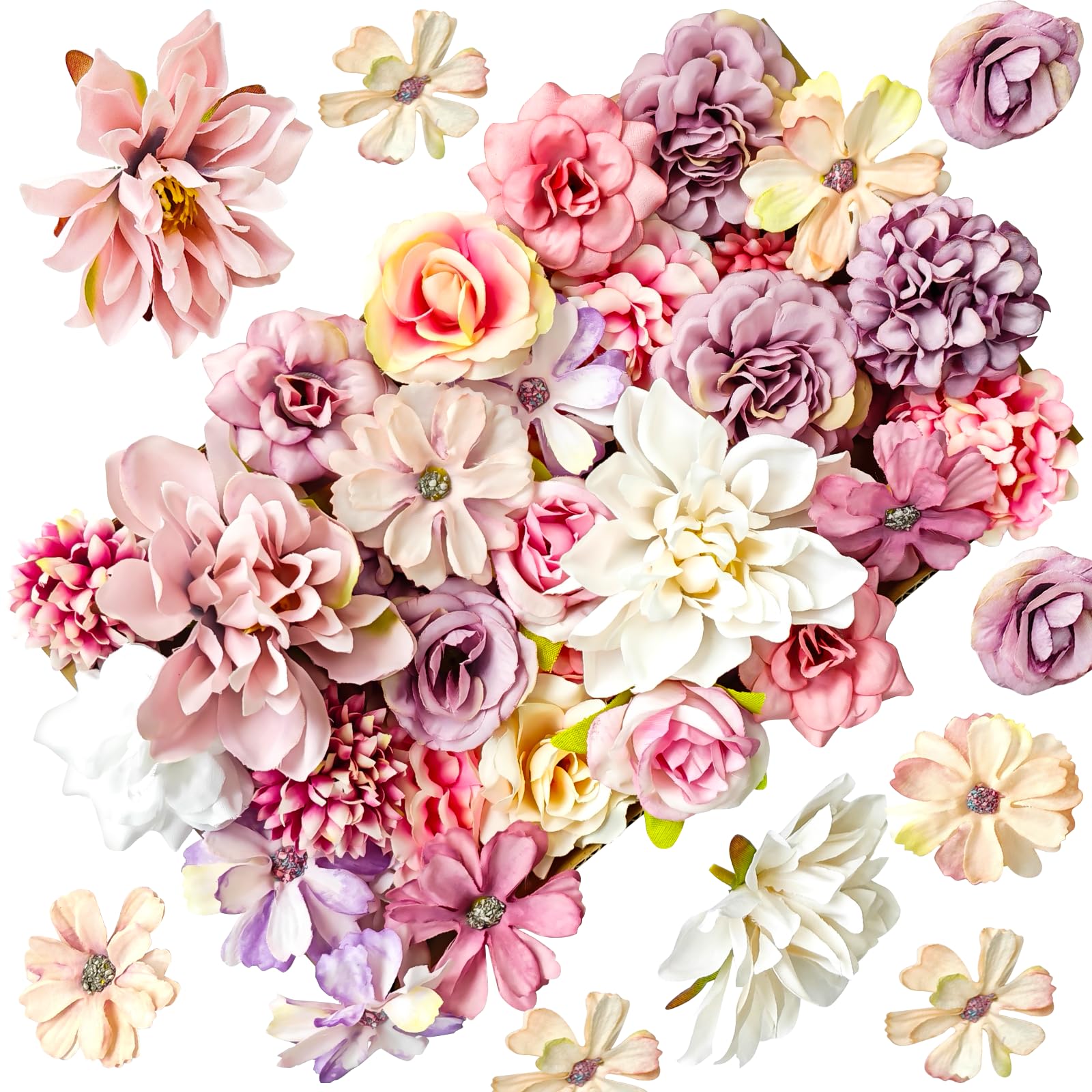42 fiori artificiali per fai da te, 3 ~ 8 cm, mini fiori decorativi