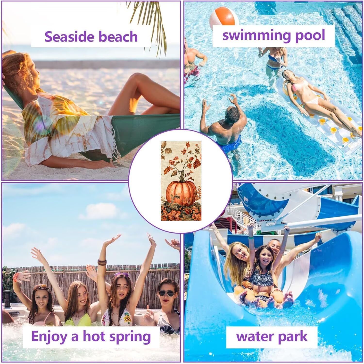 Ręcznik plażowy xxl 2 opakowania Duży ręcznik plażowy z mikrofibry 80 x 160 cm odporny na piasek, szybkoschnący, bardzo chłonny ręcznik kąpielowy, letni prezent dla kobiet (dynia) B-776