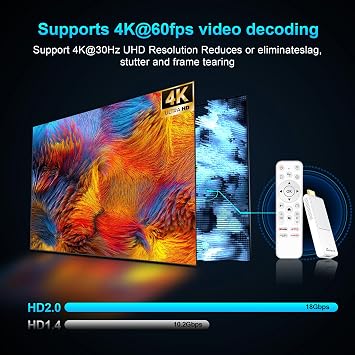 Android TV Stick 4K, 2025 TV Stick Android 14.0 2GB RAM 16GB ROM Ultra HD RK3518 CPU Supports Wi-Fi 6 2.4G/5G Wi-Fi Bluetooth 5.0 USB HDR10 with Bluetooth Voice Remote Control - White