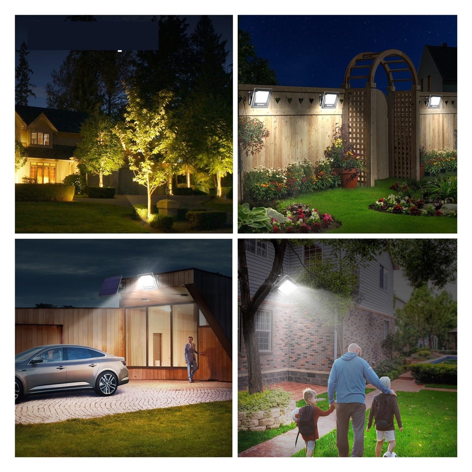 Luces Solares Led Exterior Jardin, Luz de Seguridad Solar for Exteriores, Pared superbrillante, IP65, Impermeable, Calle, jardín, Patio, Porche para Garajes, Caminos