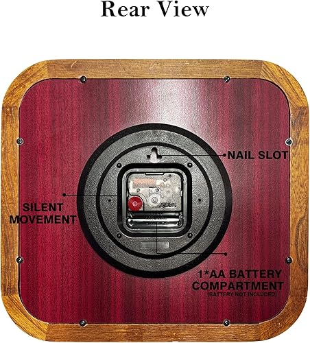 Miniatura 7 de Reloj de pared rectangular de madera, 12.8 pulgadas de ancho x 11.6 pulgadas de alto (16 pulgadas en diagonal) marco de madera de olmo vintage,