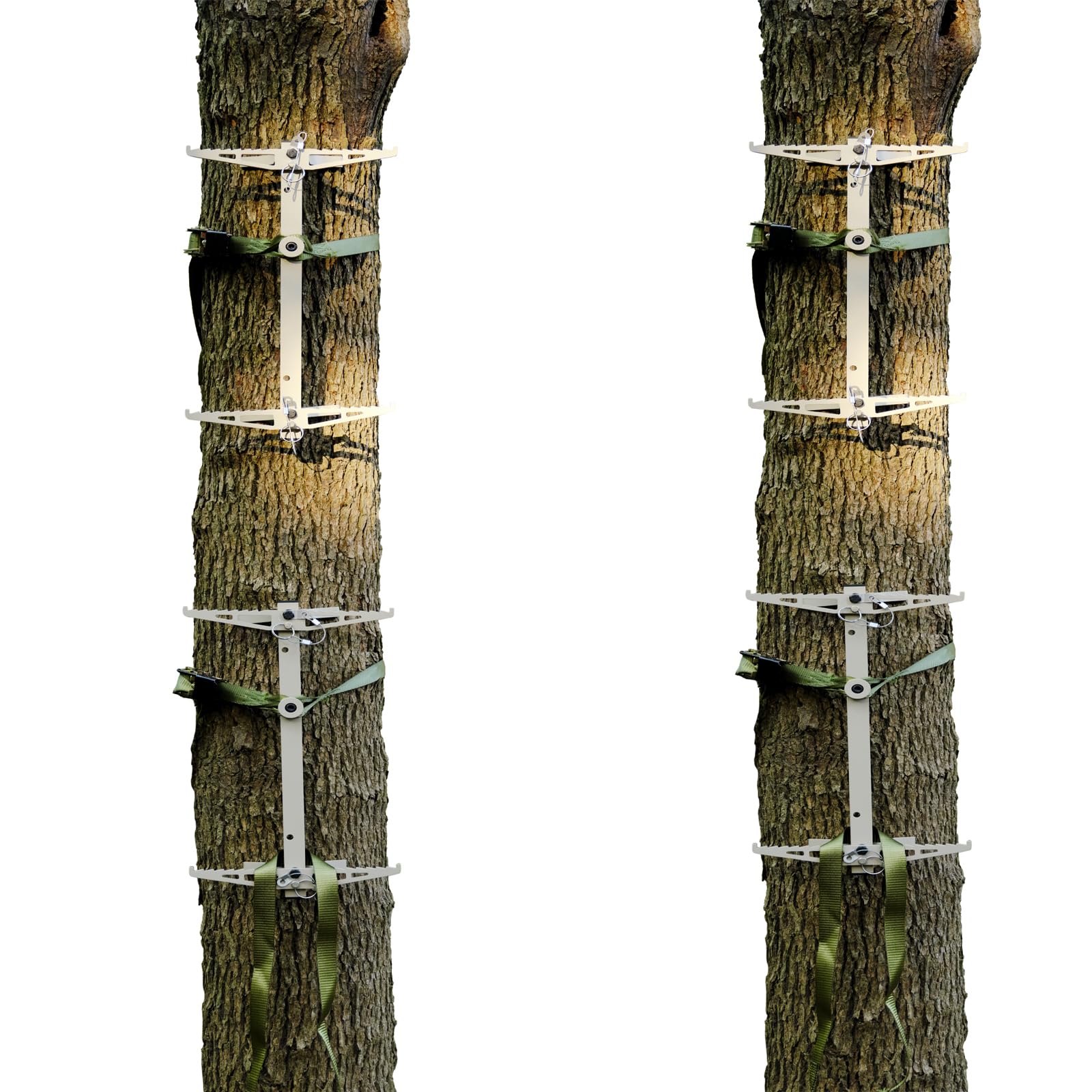 Climbing Sticks, 17” Lightweight Aluminium Hunting Climbing Sticks w/Silent Design, Tree Stand Sticks w/Pivoting V-Brackets & 20” Rope Aiders, Tree Steps for Deer Hunting Gear(4 Packs)