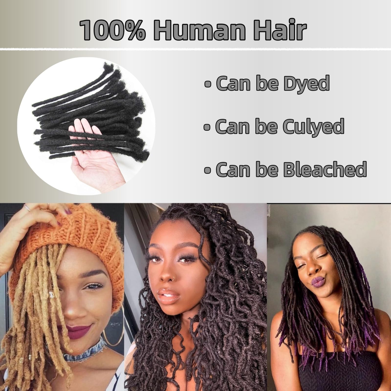 12 Inch Human Hair Dreadlock Extensions 30 Strands Soft Dreads 12 Inch Human Hair Dreadlock Extensions 30 Strands Soft Dreads main image 3