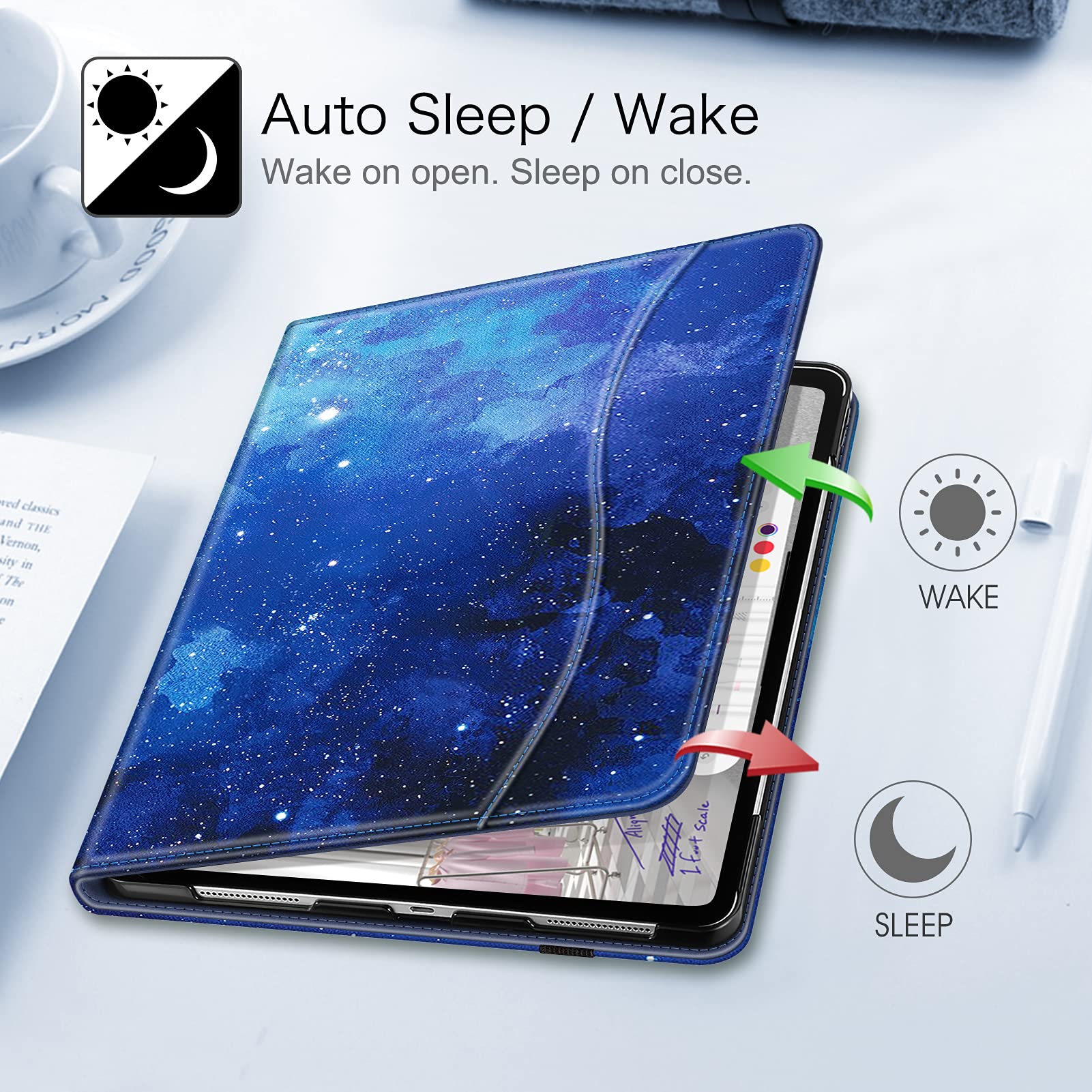 Custodia Fintie Con Tasca E Supporto Multiangolo Per IPad Pro 12.9" 1ª E 2ª Gen (2015/2017) - Funzione Sleep/Wake, Protezione Angoli