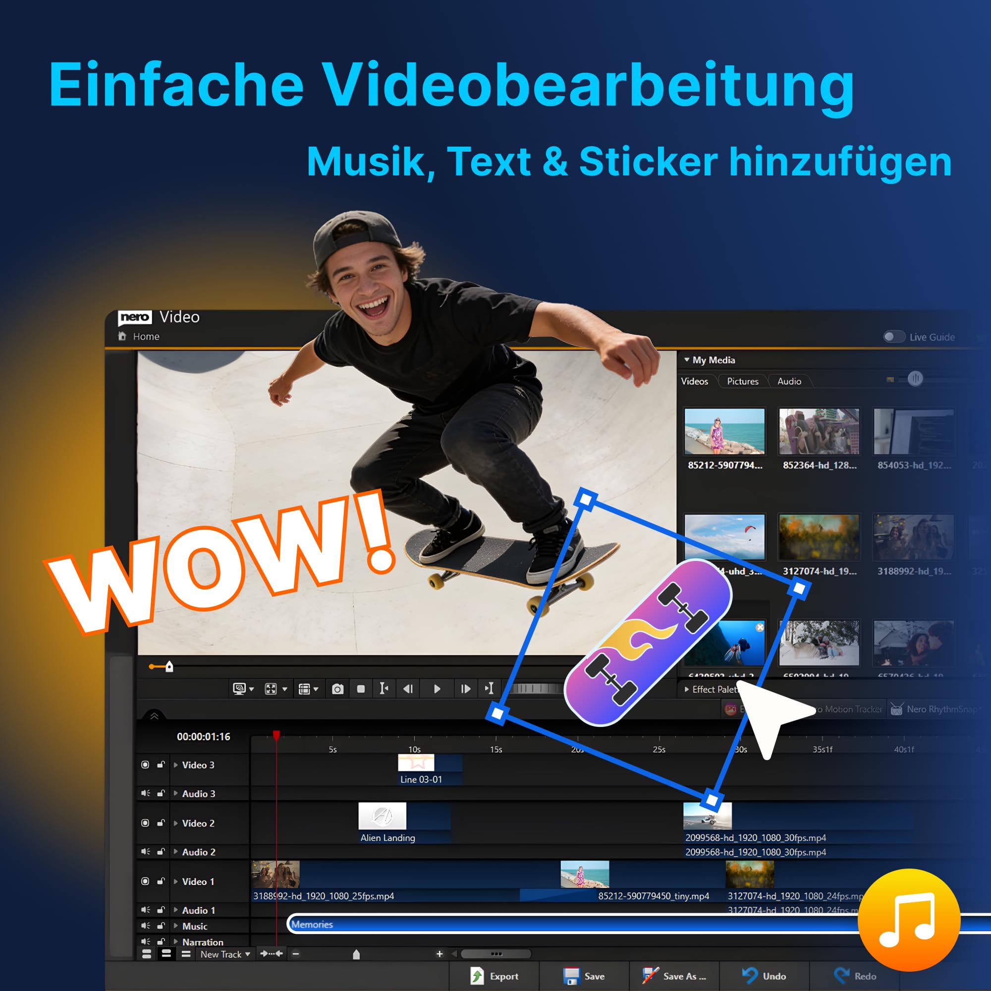 Nero Video 2026 | Videoschnitt-Software für Windows | Videos schneiden, bearbeiten & erstellen | 4K/8K, Motion Tracking, 1000+ Effekte, DVD & Blu-ray | Dauerlizenz für 1 PC