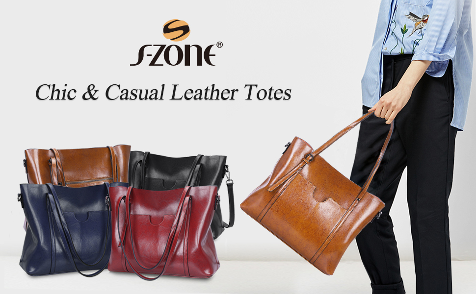 Bolso Tote de Cuero para Mujer S-ZONE miniatura 7