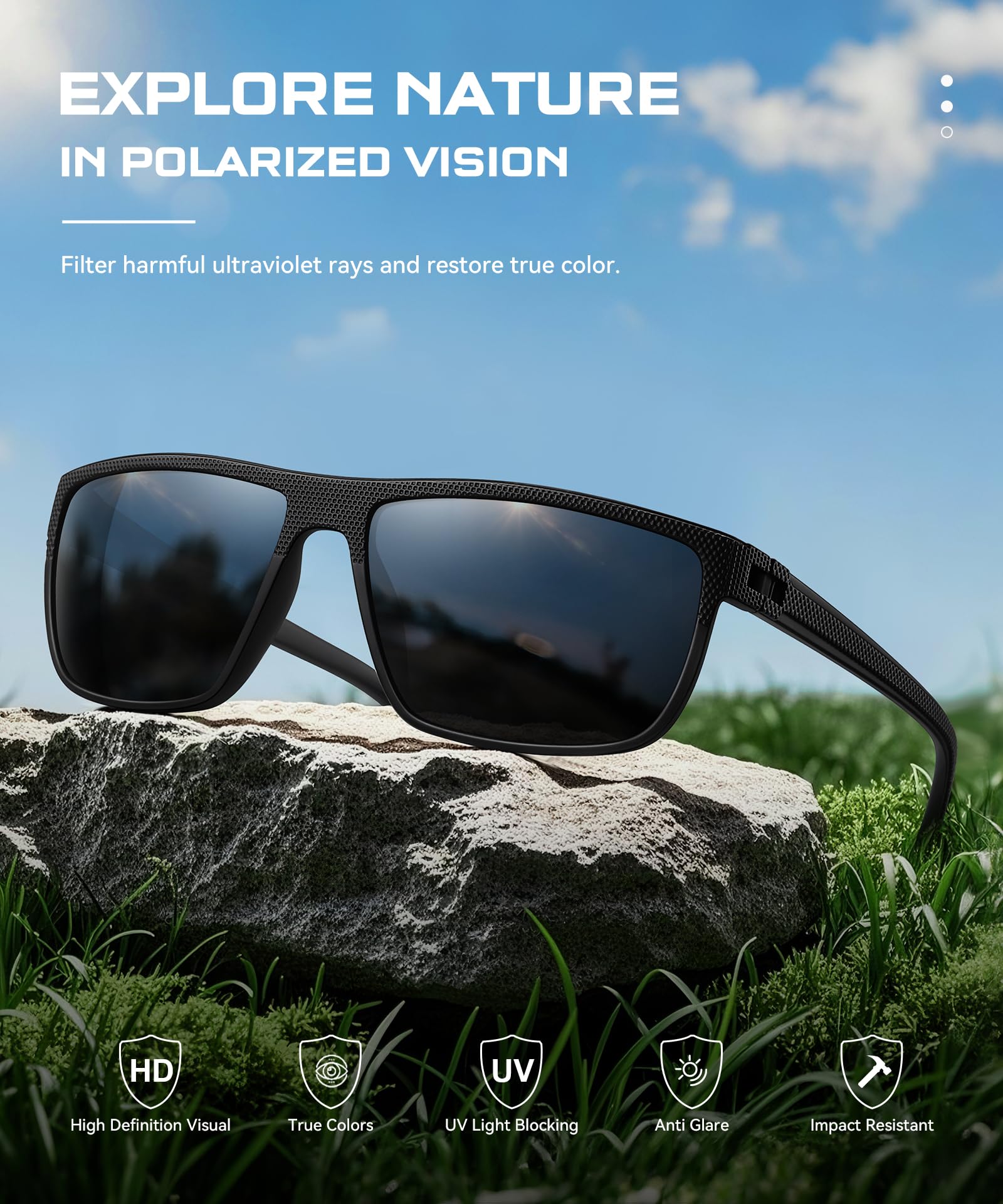 Perfectmiaoxuan Polarisierte Sonnenbrille Herren/Damen, Vintage Elegant Brillengestell Klassisch, HD-Pilotobjektive; Outdoor-Sportarten,Golf,Fahren,Angeln,Reisebrille Mode Sonnenbrille