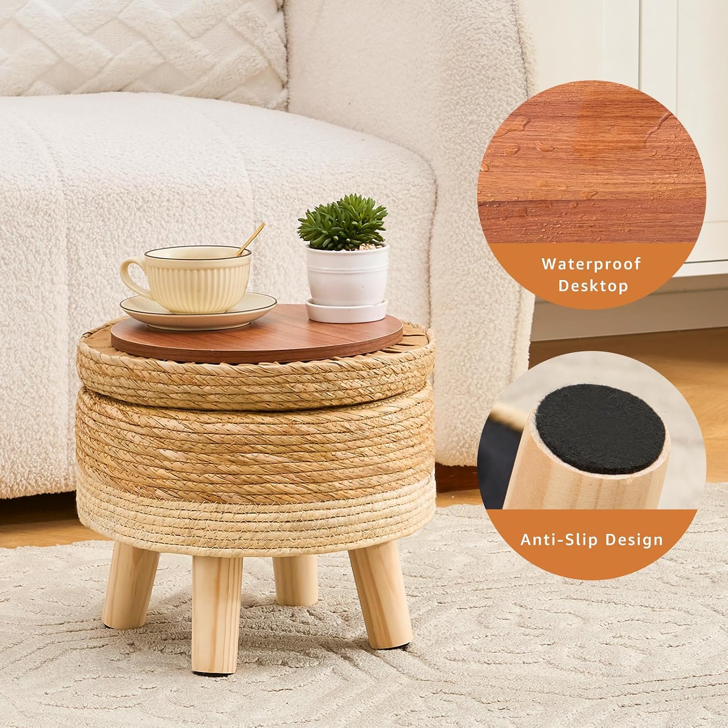 Cpintltr Storage Ottoman Poufs Handwoven Foot Stool