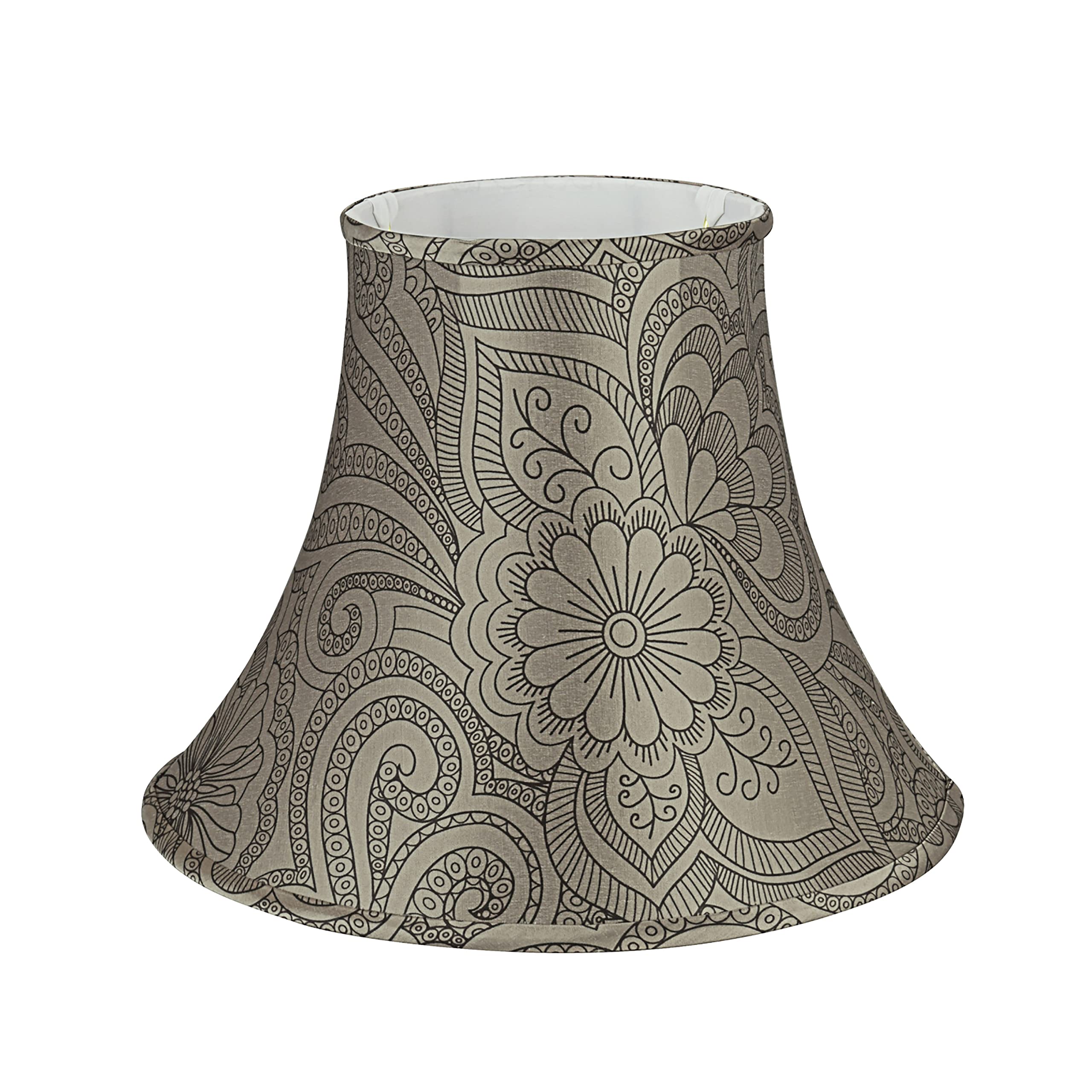 Aspen Creative 58054A Bell Uno Lamp Shade in Taupe with Floral Pattern, 7" Top x 14" Bottom x 11" Slant Height, Slip UNO 36mm