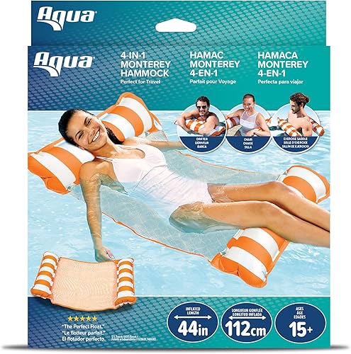 Miniatura 2 de Aqua Original Monterey - Hamaca flotante 4 en 1 para piscina y hamaca de agua, multiusos, inflable para adultos, material patentado de PVC grueso y