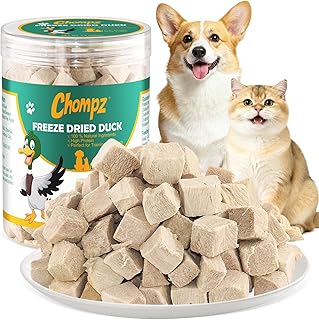 Chompz 80g Freeze-Dried Duck Dog Treats, Healthy Pet Training Treats & Food Topper for Dogs and Cats, Single Ingredient High-Protein 2.82oz