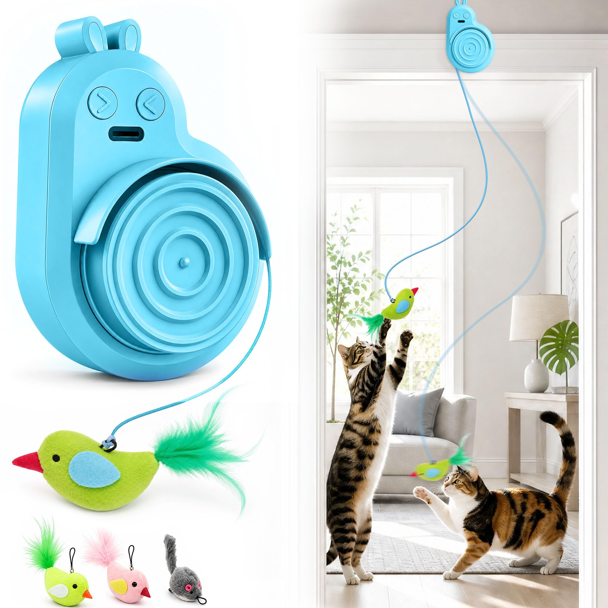 Interactive Cat Toy for Indoor Cats: Auto Hunting Motion Flying Bird Toy