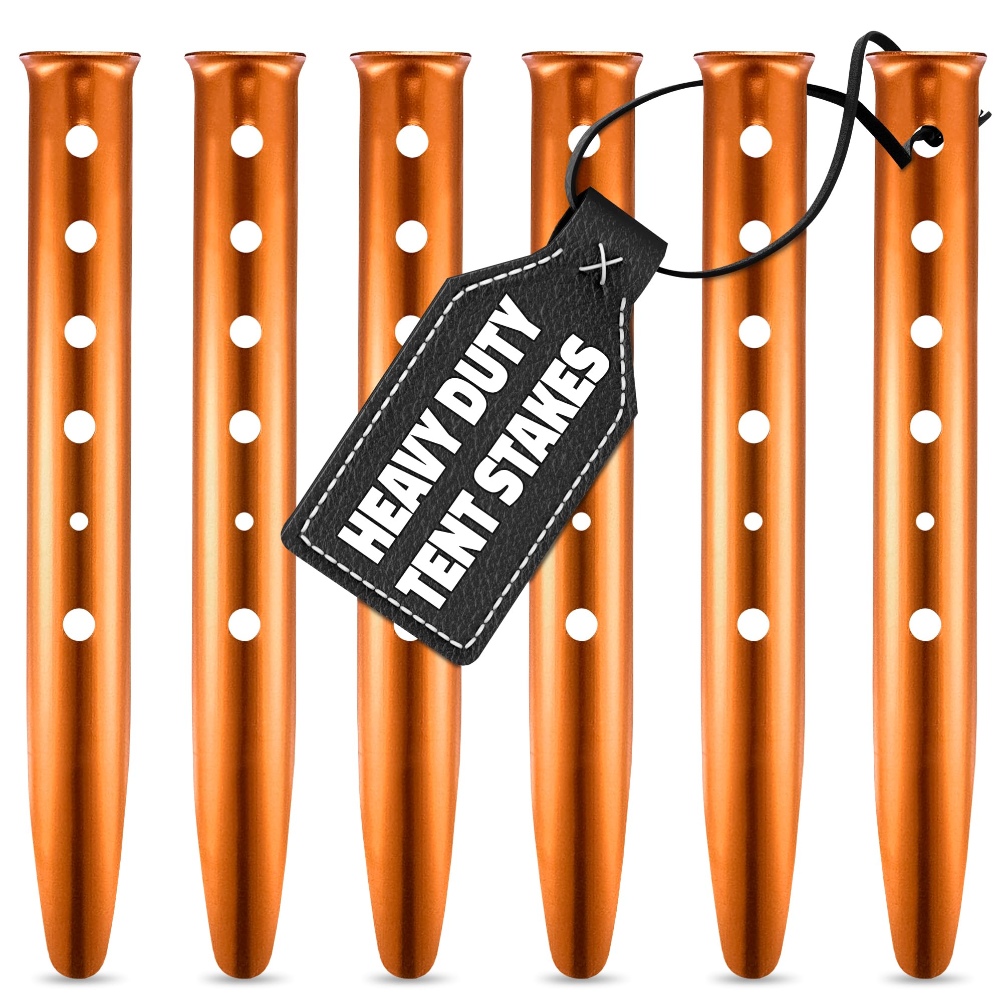 6 Pack Snow Stakes for Winter - 12.6" Lightweight Aluminum Tent Stakes for Sand, Snow & Soft Ground, Vibrant Color and Wind-Resistant, Durable and Easy to Install, Rust Resistant U-Shaped Anchors