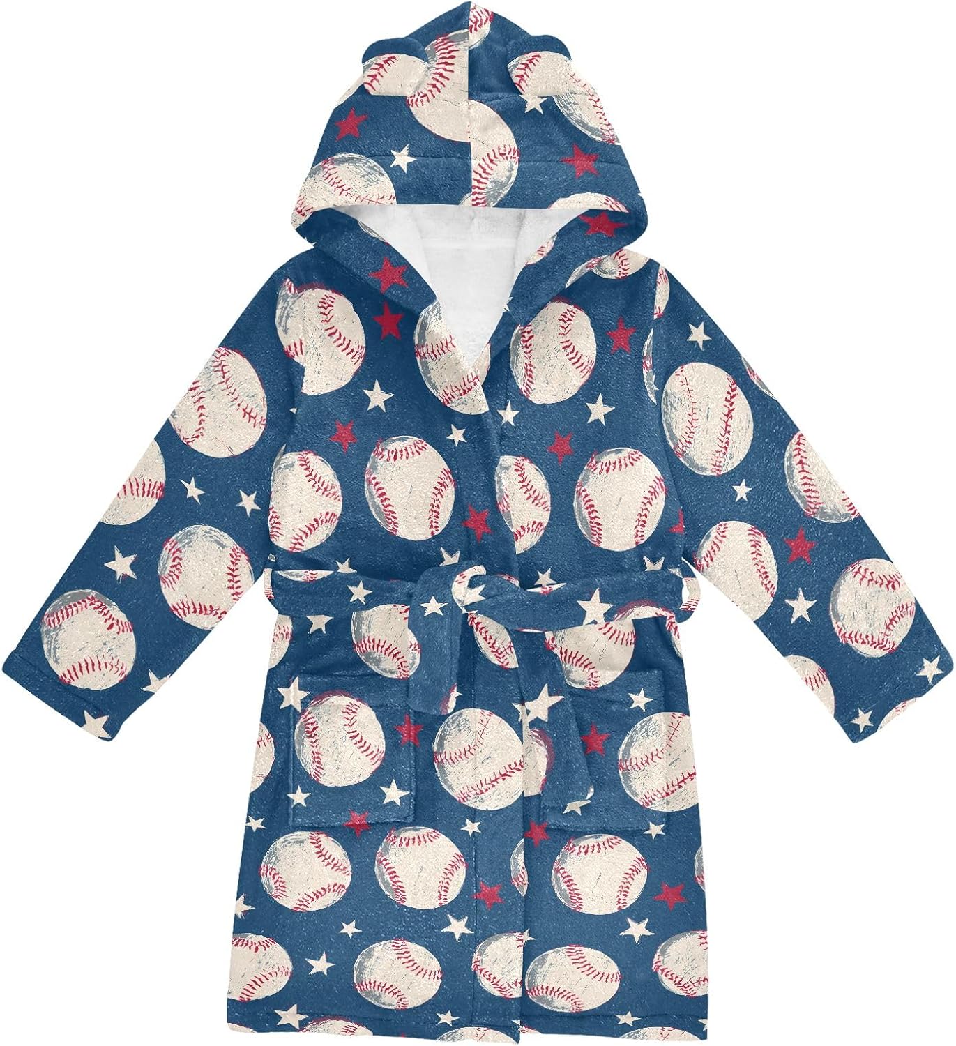 Cute Bathing Capybara with Hearts Toddler Hooded Bathrobe for Boys Girls Soft Plush Bath Towel Robe 2-12 Years