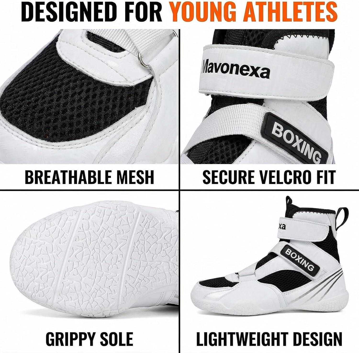 Kids Boxing Shoes Boys Girls Youth Wrestling Shoes Lightweight Breathable Fitness Training Powerlifting Sneakers