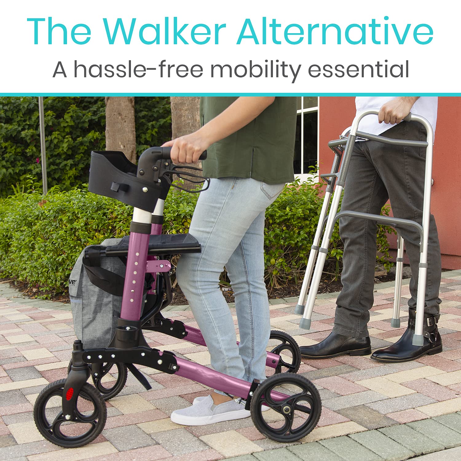 Vive Mobility Rollator Walker with Seat (Euro Style) Heavy Duty