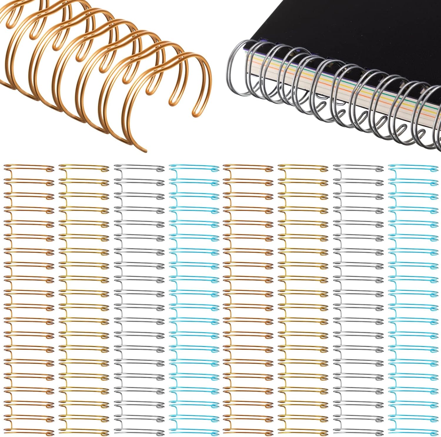 Amazon.co.jp 40個 直径1.1インチ 23穴 ツインループワイヤーバインディングスパイン ミックスカラー メタル ダブルループ