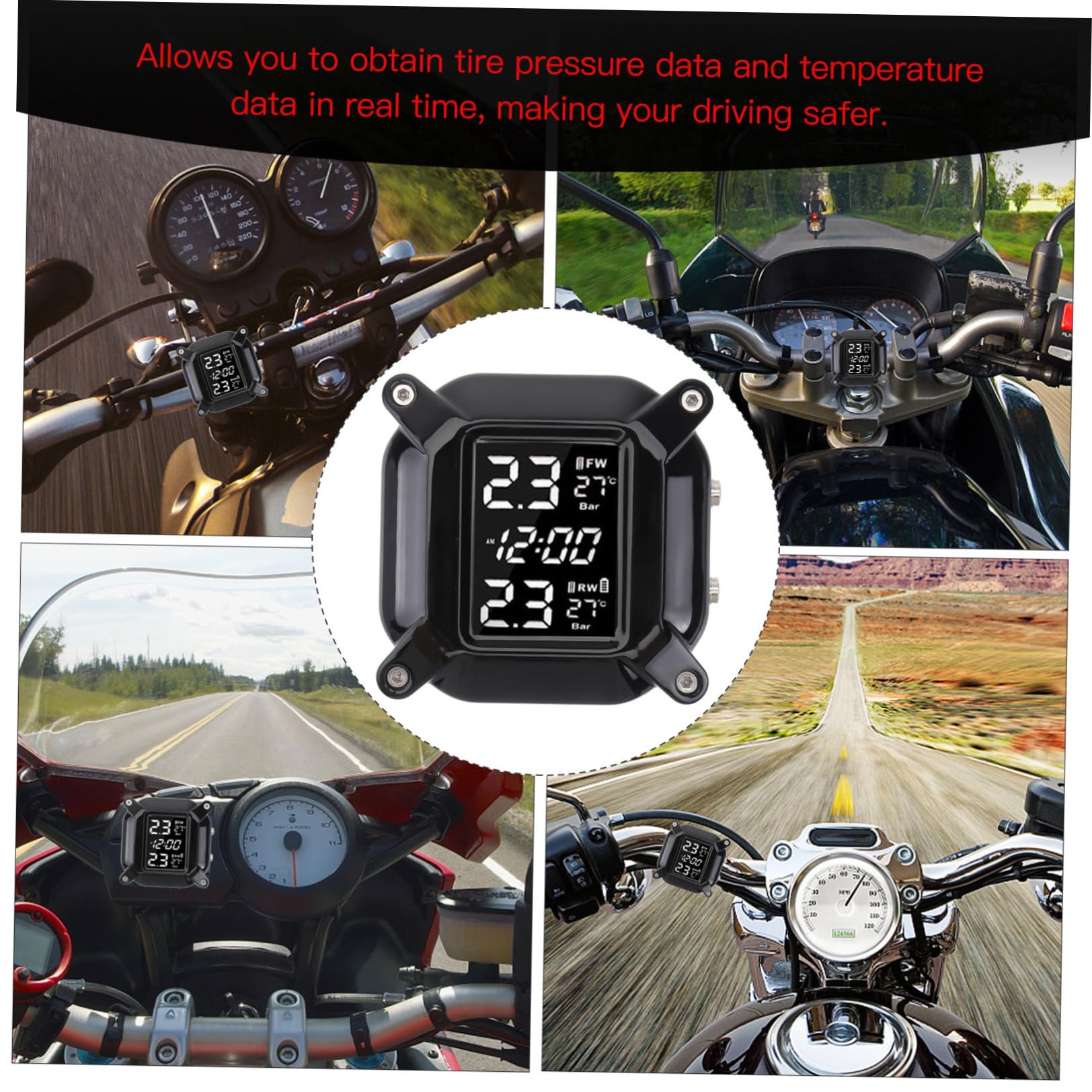 ibasenice Monitor y Material Plástico Resistente de Presión de Neumáticos para Coche Profesional Detección en Real para Control Seguro