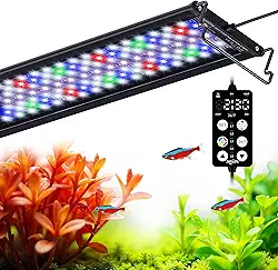Seaoura Iluminação Para Aquário Plantado 18-24in - LED 7 Fileiras Espectro Completo 8 Cores 20 Brilhos Temporizador Personalizado Ciclo Dia/Noite Montagem Ajustável Água Doce